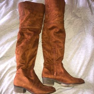 Thigh high suede boots